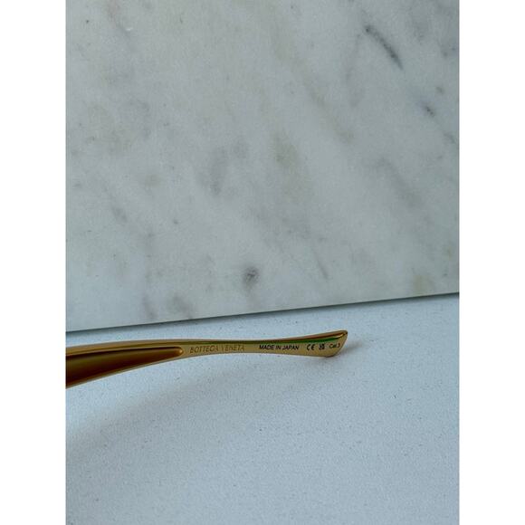 NEW Bottega Veneta BV1386S Gold Sardine Oval Sunglasses $655